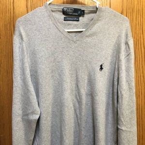Gray Ralph Lauren V neck sweater